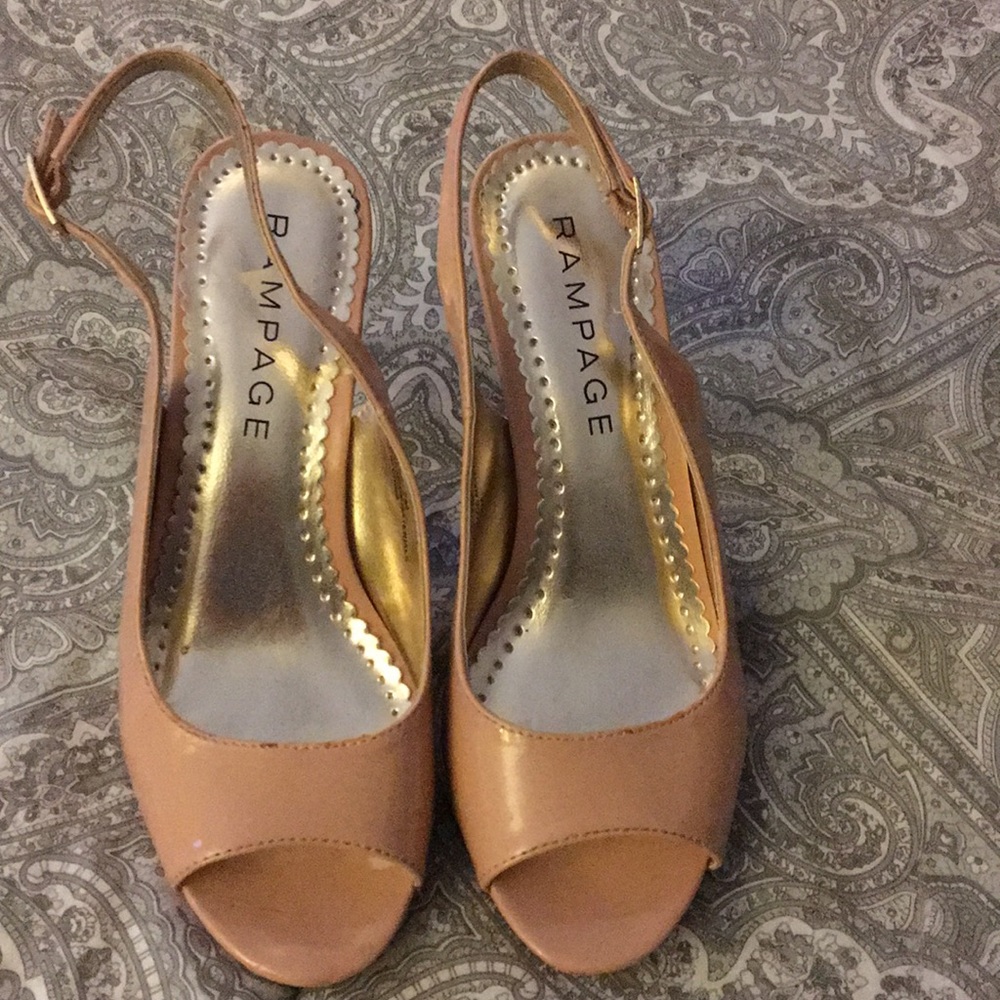 Rampage Nude Faux Leather Peep Toe Pump
